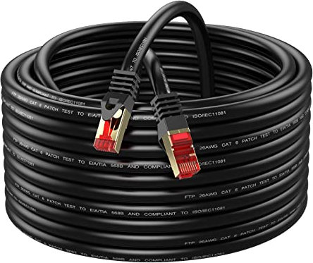 Abireiv Câble Ethernet d'extérieur Cat6 de 91,4 m, Prolongateur RJ45, blindé, résistant aux UV, étanche, enterré, compatible avec Ca6/Cat5/Cat5e, pour jeux, routeur, LAN, TV