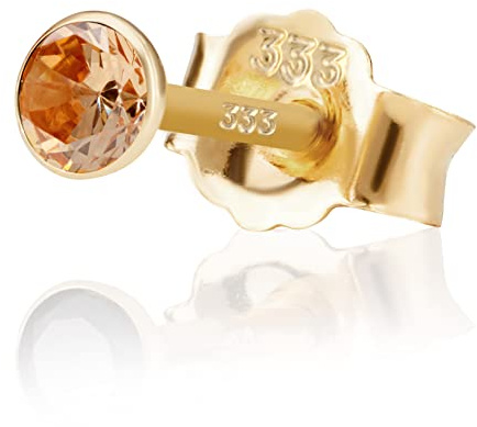 NKlaus Einzel 3,5mm 333 Gelb Gold 8 K Ohrstecker Drittohrstecker, Ersatzohrstecker Einzelohrstecker Zirkon Amethyst Butterfly Verschluss Damen Mädchen