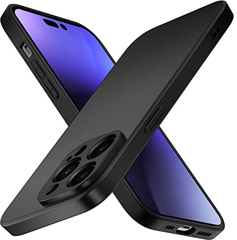 iVoler Cover in Silicone per iPhone 14 PRO 6.1 Pollici con Protezione della Fotocamera, Ultra Sottile Custodia in TPU Morbida Anti-Graffio Antiurto Protettiva Case, Nero
