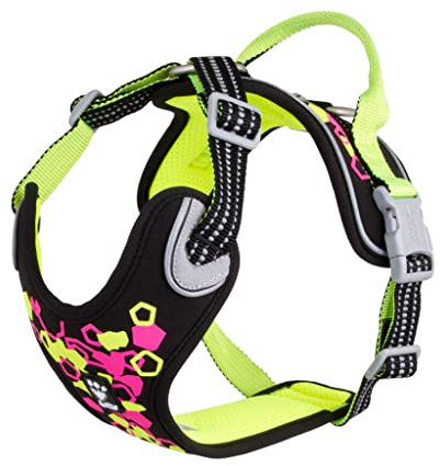Hurtta Weekend Warrior Neon Hundegeschirr, Brustgeschirr für kleine Hunde, Neon Lakritze, 40-45 cm
