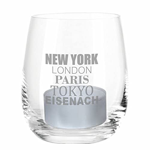 Windlicht mit Gravur -New York London Paris Tokyo Eisenach- Souvenir Geschenkidee für Männer & Frauen I Gastgeschenk