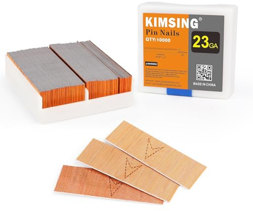 KIMSING 23GA 20mm chiodi a spillo ramati 10000 pz per mobili | Chiodi a spillo ramati, 0,63x20mm, per P625C & P630C chiodatrici pneumatiche, porte, armadi, mobili, legno