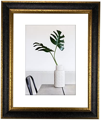 myposterframe Bilderrahmen Echtholz 40 x 50 cm Dysnomia – Edler Barockrahmen für Bilder, Photos & Gemälde – Hoch- & Querformat möglich – Schwarz Gold