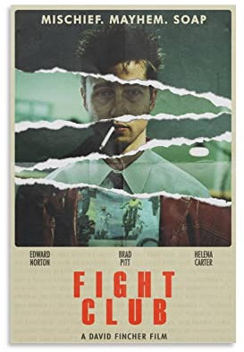 HAPPOW Vintage-Filmposter Fight Club Poster Dekorative Gemälde Leinwand Wandkunst Dekor für Zuhause Schlafzimmer Dekor Poster 60 x 90 cm