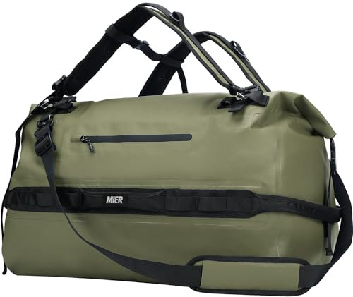 MIER Große wasserdichte Seesack Rolltop Dry Rucksack Duffle Bags für Kajakfahren, Rafting, Bootfahren, Schwimmen, Camping, Reisen, Fitnessstudio, Strand, 80 l, Armeegrün
