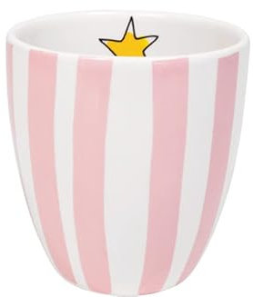 Blond Amsterdam Minibecher ohne Henkel 0,2L mit rosa Streifen – Frühlingshafte Keramiktasse mit gelbem Stern im Inneren