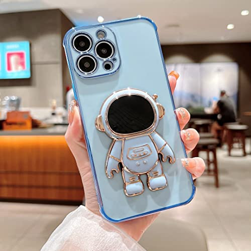 RALEAVO Compatible with iPhone 13 Pro (6.1) Case with Cute Astronaut Kickstand Design Shockproof Plating Phone Case for iPhone 13 Pro-Blue