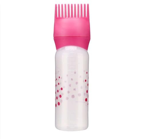 Serlium Hair Oil Applicator Bottle, 160ml Root Comb Applicator Bottle Lightweight Oil Bottle for Hair for Scalp Treatment Essential and Hair Coloring Dye (Rose red)
