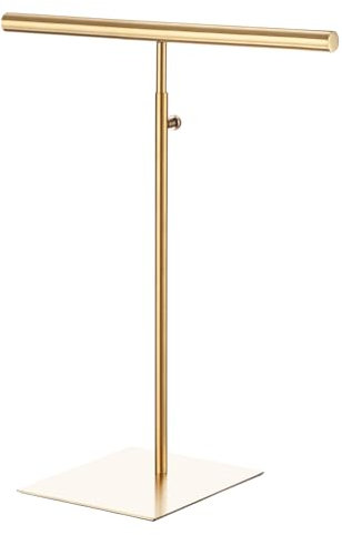 sourcing map Necklace Display Stand Adjustable Height Jewelry Rack T Bar Tabletop Purse Holder for Home Boutique Store - Gold