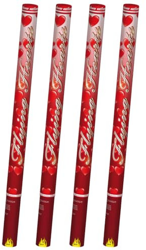 Nico Europe® [4er Sparpack] XXL Premium-Konfetti-Shooter Set HERZEN ROT Party-Popper-kanonen 80 cm Feuerwerk für Geburtstag Verlobung Hochzeit Party Silvester Feier