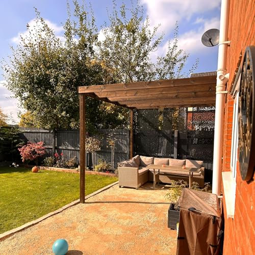 Rutland County Garden Furniture Wall Mounted Box Pergola Kit - Outdoor Pergola Box Design - Wooden Gazebo Canopy Pergola Kit - Garden Arch Garden Room (Rustic Brown)