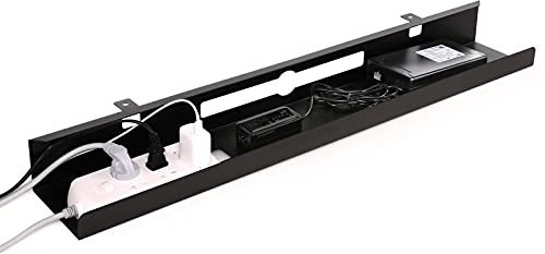 AIMEZO Bandeja Portacables Bajo Escritorio 120cm Gestión de Cables, Organizador Cables, para Ordenar Cables en el Lugar de Trabajo, Negro