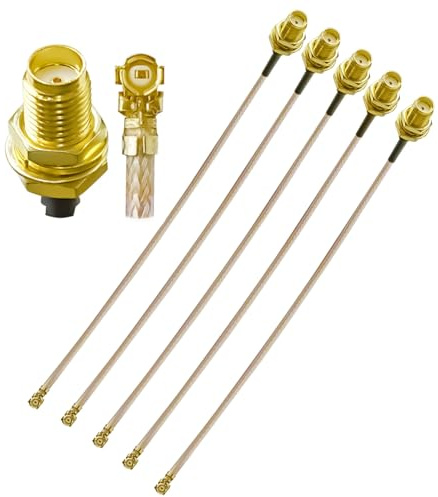 Ahoaepy 5pcs RG178 UFL SMA Coaxial Cable Pigtail Jumper, SMA Female to U.FL IPX MHF1 Coax Cable 4inch (10cm) Low Loss Extension Cable for Wi-Fi Radios, Antenna, Mini PCI