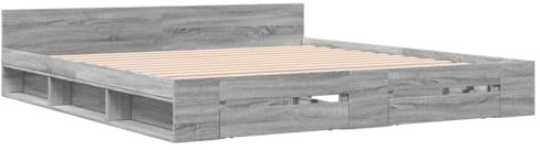 vidaXL Bettgestell mit Schubladen Grau Sonoma 180x200cm Holzwerkstoff