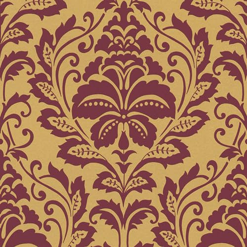 Galerie Home Collection Orange/Red Damask Motif Wallpaper Roll