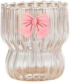 YLCYDLYU Tazze Caffe Bicchiere Grazioso Acqua di Acqua con Fiocchi di Vetro Graffiti Graffiti Tazza Caffettiera da Casa Limonata tè-Rosa