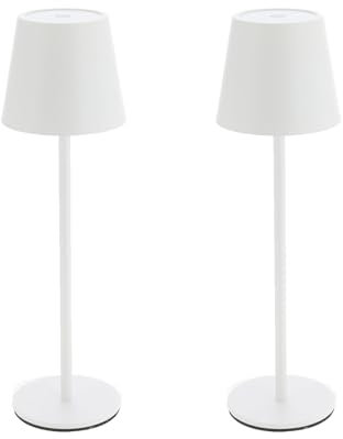 HAC24 2x XL Metall Akku Tischleuchte Weiß mit Touchfunktion 3 Weisstöne Dimmbar Nachttischlampe Schreibtischlampe