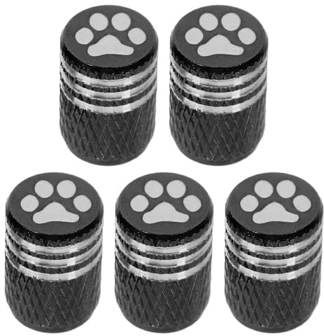 ULTECHNOVO 5pcs Car Tire Valve Cap Valve Stem Truck Tire Caps Universal Caps Cover Paw Print Motorcycle Car Tyre Caps Aluminum Alloy