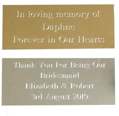 Engraved Plate Gold, Silver, or Black Self-Adhesive Plaque for Nameplates & Photo Frames Custom Fonts & Straight Shape Size (50 X 22mm)