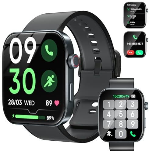VEN-DENS Smart Watch for Men Women,1.99’’ AMOLED Digital Fitness Watch, Blood Pressure, Heart Rate Sleep Monitor, Step Counter, Waterproof GPS, running & activity tracker for Android iOS phones- Black