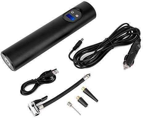 Handaufblasbare Luftpumpe, 150PIS 12V tragbare elektrische Luftpumpe, schnell einfüllbare Luftpumpe für Auto, Fahrrad, Motorrad (Schwarz)