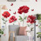 Runtoo Große rote Blumen Wandaufkleber Schmetterling Aquarell Floral Wandaufkleber für Schlafzimmer Wohnzimmer Kinderzimmer Büro Heimdekoration