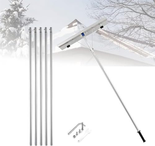 JOCHEN Teleskop-Schneefräse für das Dach, manuell, Mobile Schneefräse mit Rädern und höhenverstellbarem Griff, langlebig, geeignet zum Räumen von Einfahrten oder Gehwegen, Gartenrasen