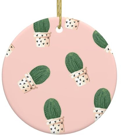 Kaktus rosa Geschenke, Weihnachtsschmuck, Ornament, Geburtstagsgeschenk, für Weihnachtsbaum, Keramik-Ornament