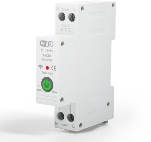 Interruptor de circuito inteligente WIFI, 1P 63A Tuya WiFi Smart Circuit Breaker Temporizador Power Energy Meter Voz Control remoto Interruptor