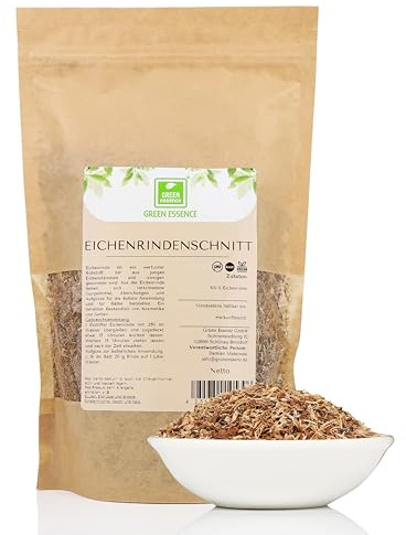 Eichenrindentee 500g Eichenrinde geschnitten von Green Essence | Eichenrinde getrocknet Kräutertee 500 g, Eichenrinde Tee, Badekräuter für Sitzbad Fussbad und Tee