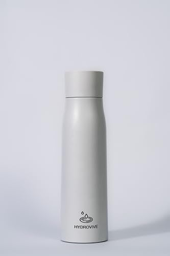 Hydrovive PuriTech Self-Cleaning UVC Water Bottle, 500ml – Stainless Steel, Portable, BPA-Free, Kills 99.9% of Bacteria & Viruses, Ideal for Gym, Travel, and Daily Use (White)