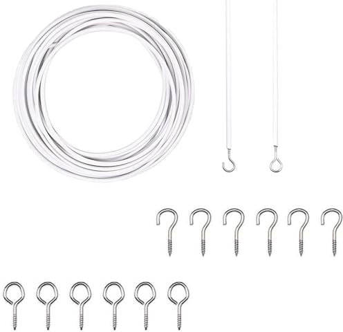WSeltrium 10M Câble Rideau Blanc, Kit Suspension Rideaux et Douche, Métal et PVC, Montage Tension, Blanc