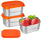 Trendecor 3 Uds fiambrera acero inoxidablecon tapas de silicona, 230 ml lunch box fiambrera camping recipiente de snack se utilizan para condimentos aperitivos ensalada