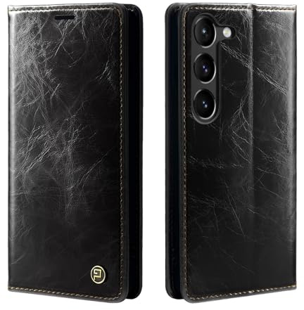 phase9 Handyhülle für Samsung Galaxy S23+ Klapphülle Magnetverschluss RFID-Schutz Kartenfächer Geldfach Standfunktion Vintage Schutzhülle Schwarz