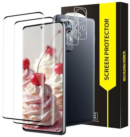 VSEER 2 Stück Schutzfolie für Panzerglas für Xiaomi 12/12X 5G mit 2 Stück Kameraschutz, 3D-Volle Bedeckung Kratzfest Folie für Xiaomi 12, 9H Härte Xiaomi 12X Displayschutzfolie