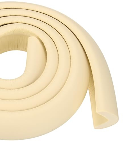 M METERXITY 2-Pack Corner Guards Edge Protectors, 6.5 Ft/2m Soft NBR Rubber Foam Bumper Guard L-Shape for Furniture Corner/Fireplace/Table Edge [Beige]