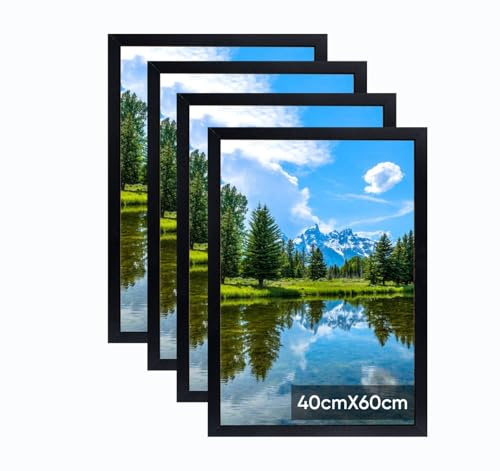 Lindahandel 40x60cm Bilderrahmen, Rahmen aus holz,Frame 40x60cm 4er set,MDF-Rahmen Wand Bilderrahmen Moderner Fotorahmen,Schwarz,Perfekt zum Verschenken