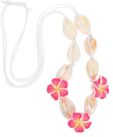Ipetboom Handgefertigte Hawaii Halskette aus Polymer Clay mit Muschelblumen Leicht und Komfortabel Strandschmuck für Sommerurlaub und Alltag