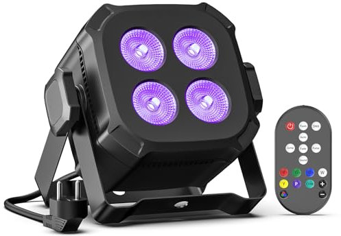 Oloaxolx 4 x 8 W RGBW 4-in-1 LED Par Mini Bühnenlichter leichte mit DMX512, klanggesteuert, 4/8-Kanal Par Scheinwerfer für Zuhause, Party, Show, Event