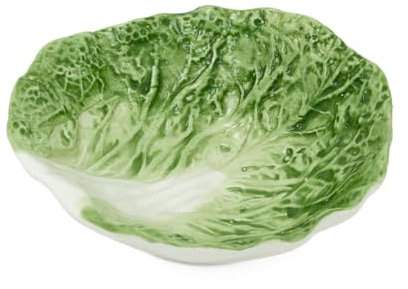 Ceramic Cabbage Leaf Dish | Green Leaf Serving Bowl for Snacks & Nibbles | Decorative Nature-Inspired Cabbage Plate - 15cm