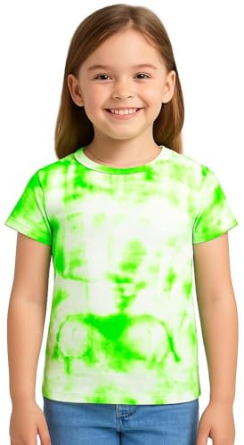 A2Z 4 Kids Girls T Shirts Cotton Plain Tie Dye Short Sleeves T Shirts Top Soft Feel Trendy - Tie Dye 250 T Shirt N Green 5-6