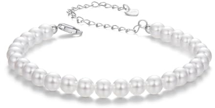 Kerraom Damen Armband 925 Sterling Silber Perle Armbänder Geburtstag | Perlen Armbänder Schmuck Silberarmband Geburtstag Geschenk Mutter Ehefrau Freundin Verstellbarer