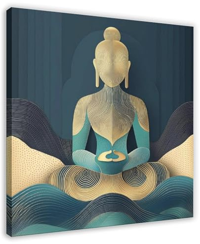 Modernes Kintsugi-Buddha-Kunst-Leinwand-Poster, Schlafzimmerdekoration, Landschaft, Büro, Raumdekoration, Geschenk, 30 x 30 cm
