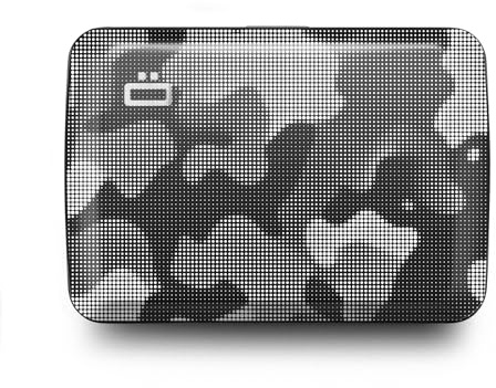ÖGON -DESIGNS- Porte-Cartes en Aluminium avec Fermoir en métal, Protection RFID Contre la fraude et la démagnétisation, Portefeuille Compact, modèle Smart Case Oslo (Gravure Camo)