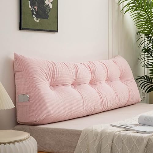 Generisch Rückenkissen Sofa Dreieckiges, Lesekissen Für Bett, Verdickt Und Waschbar Multifunktions Wandkissen, Keilkissen Sofa Gross Mit Waschbarem Bezug,Für Einzelbett,Doppelbett,Rosa,40x120cm