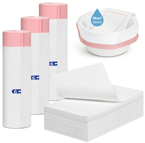 Newthinking Commode Liners with Absorbent Pad, Disposable Commode Liners | 60 Pack, Unscented Commode Liners and Pads, Universal Fit, Bedside Commode Liners, Commode Toilet, Camping Toilet Bags