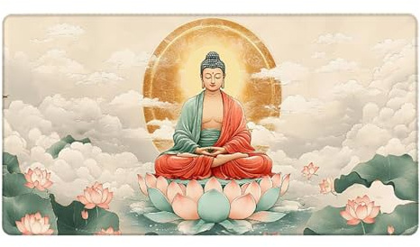 Gaming Mouse Pad XXL 60 x 30cm Large Mouse Mat for Desk Pad Big Mousepad with Stitched Edges & Anti-Slip Base Keyboard Mousemat Improved Precision and Speed Gaming Office Home Zen Lotus B-71