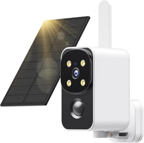 PESAIR 4G LTE Telecamera Esterno senza Fili con SIM Scheda, 180° 2K telecamera senza wifi con Pannello Solare e Batterie, Visione Notturna, PIR Rilevamento, Audio a 2 vie, TF/Cloud, IP65