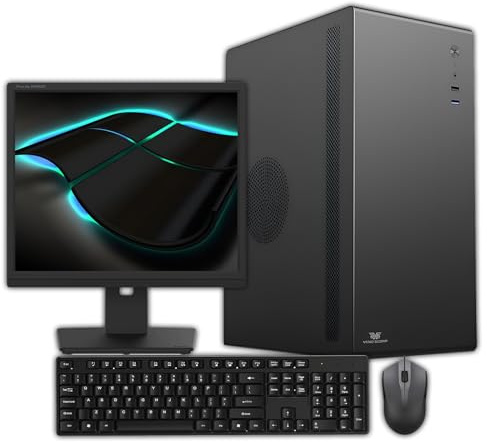 Veno Scorp Office PC Intel Core i5 3.40GHz 16GB RAM 120GB SSD 500GB HDD GT 730 2GB V100 Case Windows 11 Desktop Computer with 19 Monitor Bundle WiFi/Bluetooth/Ethernet/HDMI/LAN for Home Office