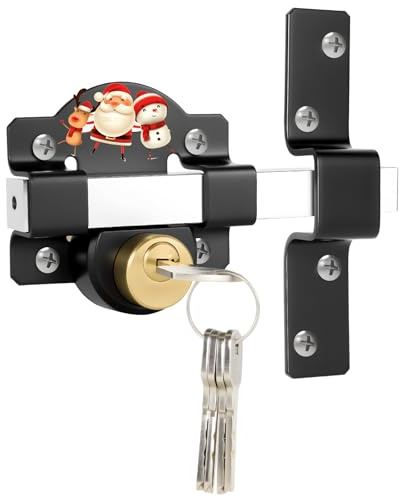 Long Throw Gate Lock, Double-Sided Key Lockable, Waterproof, 50mm/2 Double Long Throw Gate Lock, Anti-Theft Security 304 Stainless Steel Both Side Lock Door, 5 Keys
